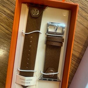 Tory Burch Brown Leather Apple Watch Strap
